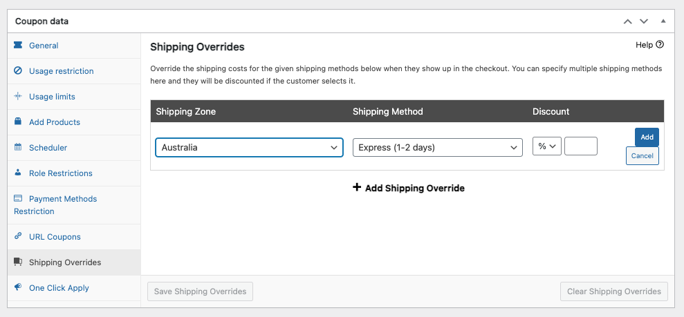 Select shipping zone and method 